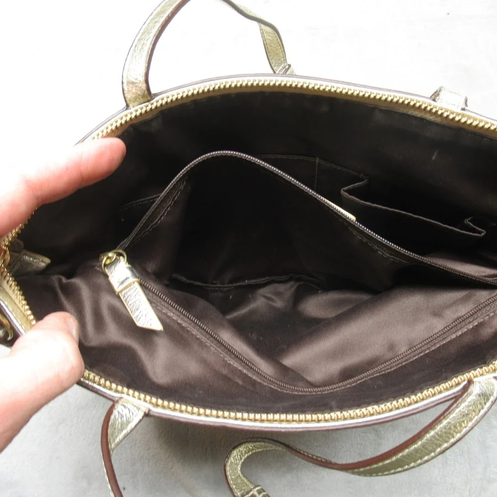 Coach Signature Tote Bag Medium Gold Metallic Leather Sequins Shoulder‎ F17574